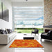 Machine Washable Transitional Neon Red Rug in a Kitchen, wshpat3803yw