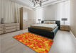 Patterned Neon Red Rug in a Bedroom, pat3803yw