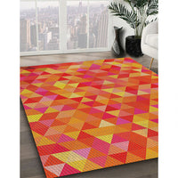 Patterned Orange Modern Rug, pat3803