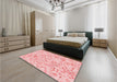 Round Machine Washable Transitional Pink Rug in a Office, wshpat3804rd