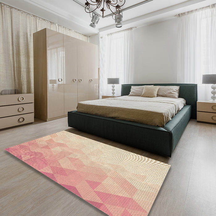 Patterned Orange Rug in a Bedroom, pat3805brn