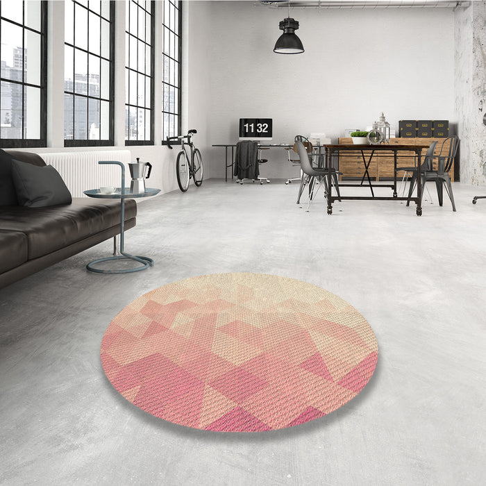 Round Patterned Orange Rug in a Office, pat3805brn