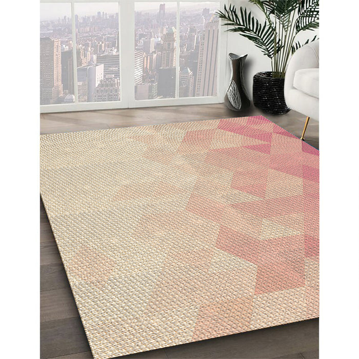 Patterned Orange Rug in Family Room, pat3805brn