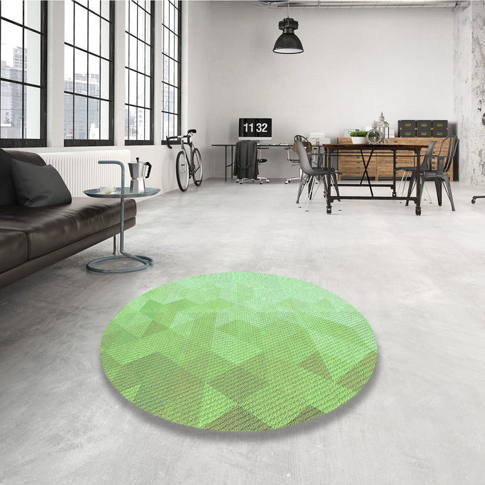 Round Patterned Green Rug in a Office, pat3805grn