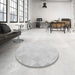 Round Patterned Cloud Gray Rug in a Office, pat3805gry