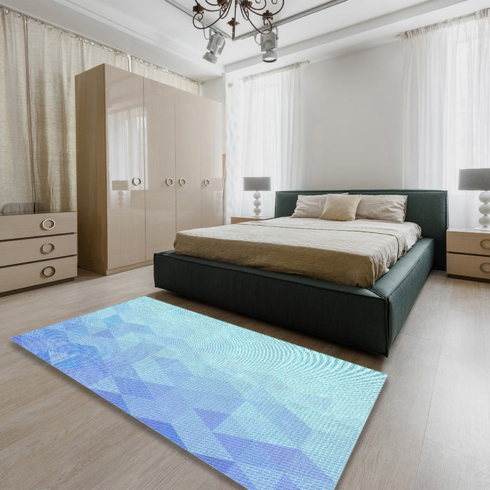 Patterned Crystal Blue Rug in a Bedroom, pat3805lblu