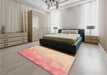 Patterned Deep Peach Orange Rug in a Bedroom, pat3805org