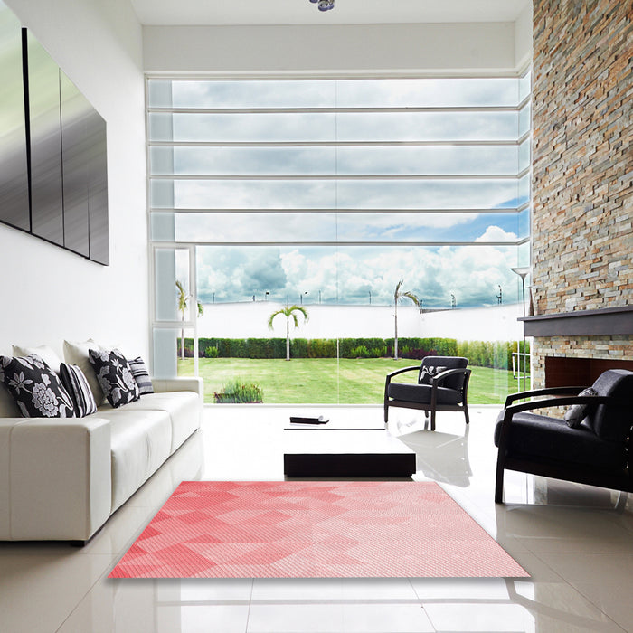 Square Patterned Red Rug in a Living Room, pat3805rd