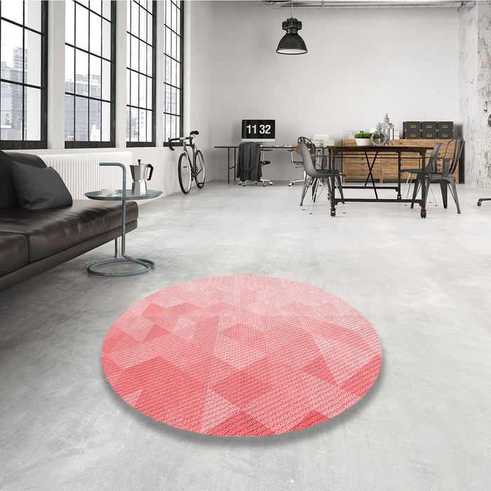 Round Patterned Red Rug in a Office, pat3805rd