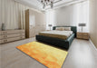 Patterned Chrome Gold Yellow Rug in a Bedroom, pat3805yw