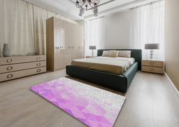 Patterned Orchid Purple Modern Rug in a Bedroom, pat3805