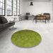 Round Patterned Pistachio Green Rug in a Office, pat3806grn