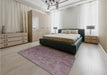 Patterned Rosy Pink Rug in a Bedroom, pat3806lblu