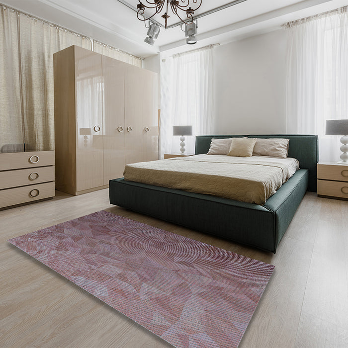 Patterned Rosy Pink Rug in a Bedroom, pat3806lblu