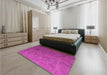Patterned Deep Pink Rug in a Bedroom, pat3806pur