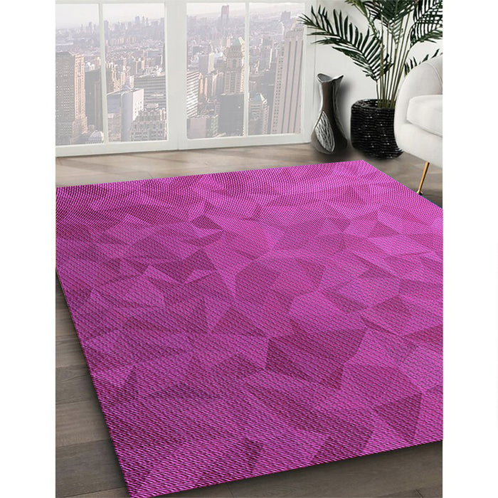 Patterned Deep Pink Rug in Family Room, pat3806pur