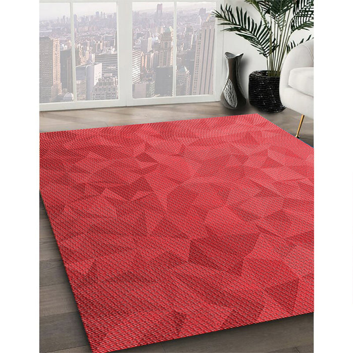 Patterned Red Rug in Family Room, pat3806rd