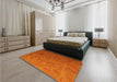 Round Machine Washable Transitional Neon Orange Rug in a Office, wshpat3806yw