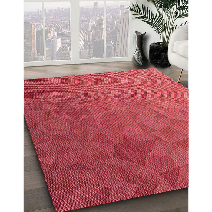 Patterned Red Novelty Rug in Family Room, pat3806