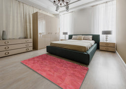 Patterned Red Novelty Rug in a Bedroom, pat3806