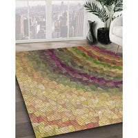 Patterned Metallic Gold Rug, pat3808brn