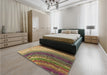 Patterned Metallic Gold Rug in a Bedroom, pat3808brn