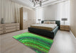 Patterned Forest Green Rug in a Bedroom, pat3808grn