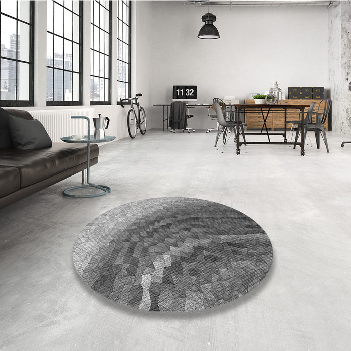 Round Patterned Gray Rug in a Office, pat3808gry