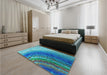 Patterned Blue Rug in a Bedroom, pat3808lblu