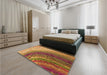 Patterned Mahogany Brown Rug in a Bedroom, pat3808org