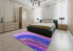 Patterned Blue Violet Purple Rug in a Bedroom, pat3808pur