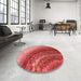 Round Patterned Red Rug in a Office, pat3808rd