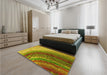 Patterned Golden Brown Yellow Rug in a Bedroom, pat3808yw