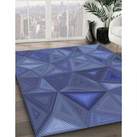 Patterned Dark Slate Blue Purple Rug, pat3809blu