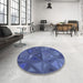 Round Patterned Dark Slate Blue Purple Rug in a Office, pat3809blu