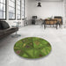 Round Patterned Army Green Rug in a Office, pat3809brn