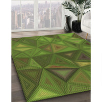 Patterned Army Green Rug, pat3809brn