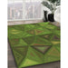 Patterned Army Green Rug in Family Room, pat3809brn