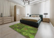 Patterned Army Green Rug in a Bedroom, pat3809brn