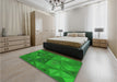 Patterned Green Rug in a Bedroom, pat3809grn