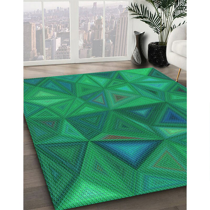 Machine Washable Transitional Spring Green Rug in a Family Room, wshpat3809lblu