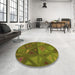 Round Patterned Dark Bronze Brown Rug in a Office, pat3809org