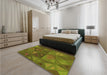 Patterned Dark Bronze Brown Rug in a Bedroom, pat3809org