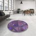 Round Patterned Purple Rug in a Office, pat3809pur