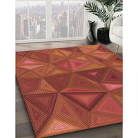 Patterned Orange Red Orange Rug, pat3809rd