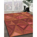 Patterned Orange Red Orange Rug in Family Room, pat3809rd