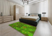 Patterned Apple Green Rug in a Bedroom, pat3809yw