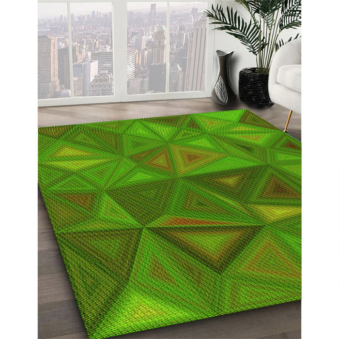 Machine Washable Transitional Apple Green Rug in a Family Room, wshpat3809yw