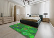 Machine Washable Transitional Neon Green Rug in a Bedroom, wshpat3809