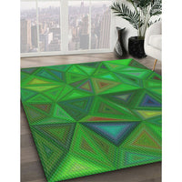 Patterned Neon Green Modern Rug, pat3809